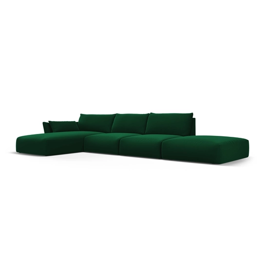Velvet Left Corner Sofa, "Matera", 5 Seats, 364x171x85 Made in Europe