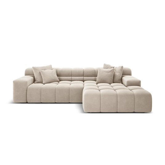 Velvet Right Corner Sofa, "Hawaii", 3 Seats, 270x160x75 Made in Europe