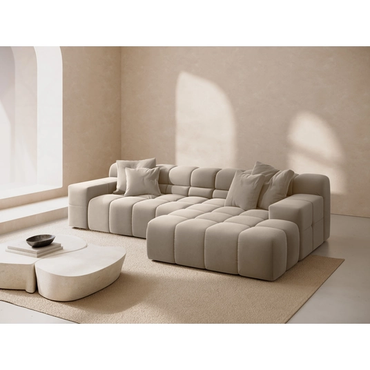 Velvet Right Corner Sofa, "Hawaii", 3 Seats, 270x160x75 Made in Europe