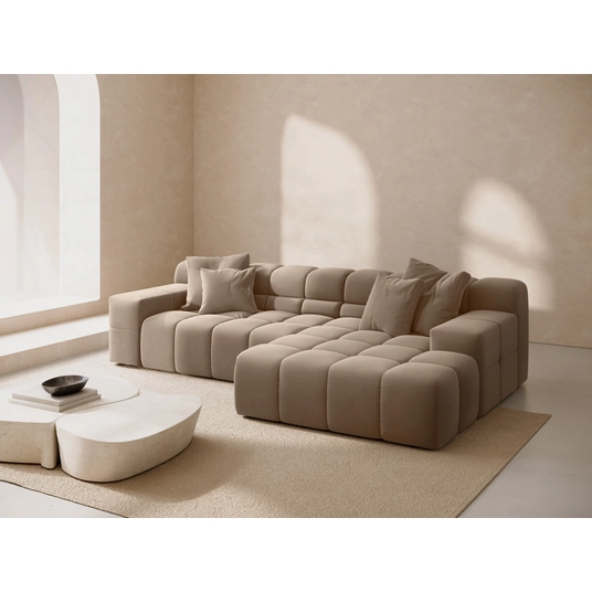 Velvet Right Corner Sofa, "Hawaii", 3 Seats, 270x160x75 Made in Europe