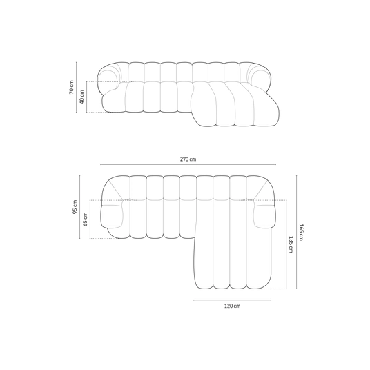 Right Corner Sofa, "Koge", 5 Seats, 270x165x70 Made in Europe