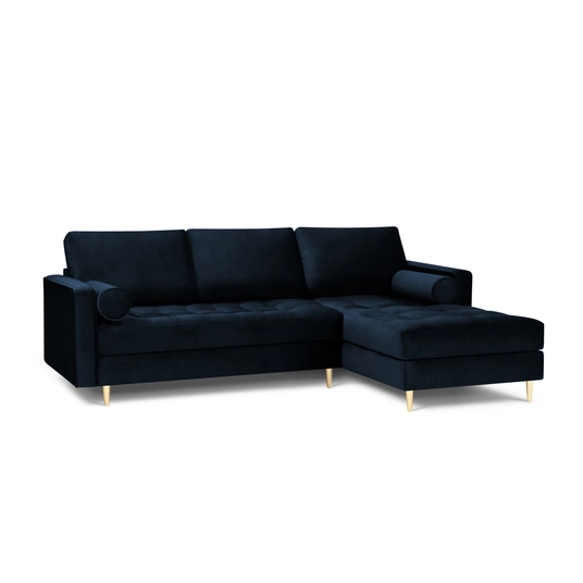 Velvet Right Corner Sofa, "Aspen", 4 Seats, 236x170x90 Made in Europe