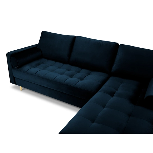 Velvet Right Corner Sofa, "Aspen", 4 Seats, 236x170x90 Made in Europe