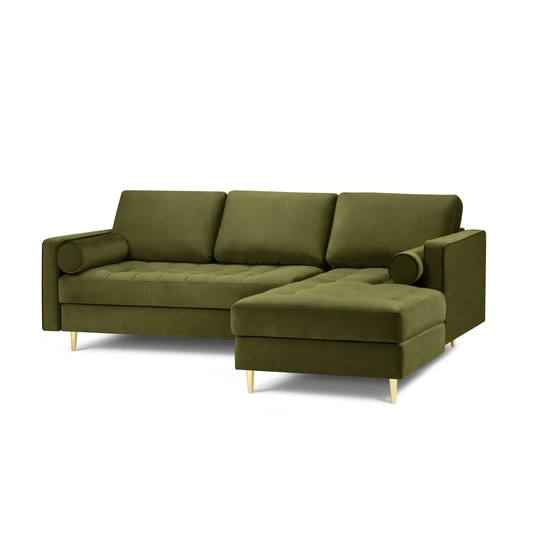 Velvet Right Corner Sofa, "Aspen", 4 Seats, 236x170x90 Made in Europe