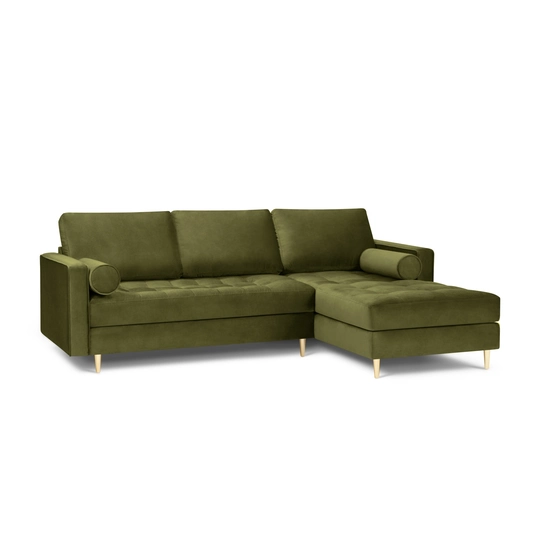 Velvet Right Corner Sofa, "Aspen", 4 Seats, 236x170x90 Made in Europe