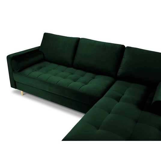 Velvet Right Corner Sofa, "Aspen", 4 Seats, 236x170x90 Made in Europe