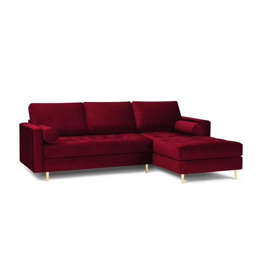 Velvet Right Corner Sofa, "Aspen", 4 Seats, 236x170x90 Made in Europe