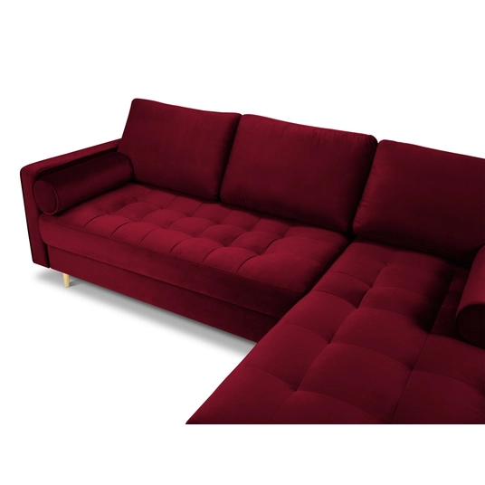 Velvet Right Corner Sofa, "Aspen", 4 Seats, 236x170x90 Made in Europe
