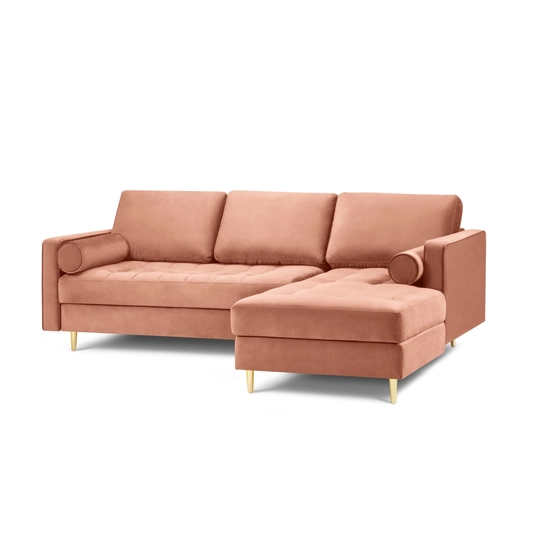 Velvet Right Corner Sofa, "Aspen", 4 Seats, 236x170x90 Made in Europe