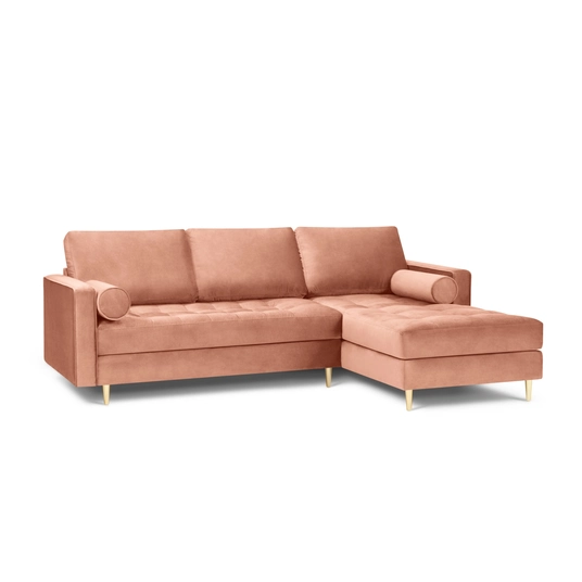 Velvet Right Corner Sofa, "Aspen", 4 Seats, 236x170x90 Made in Europe