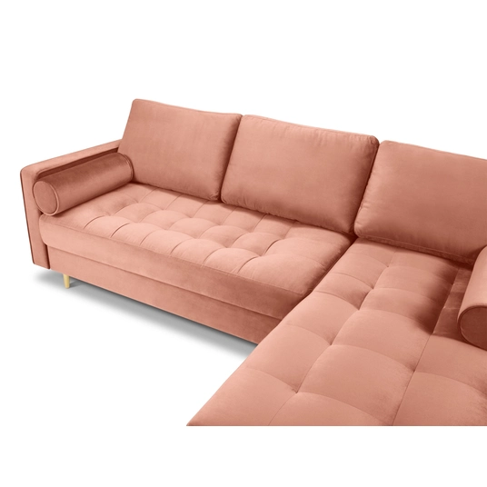 Velvet Right Corner Sofa, "Aspen", 4 Seats, 236x170x90 Made in Europe