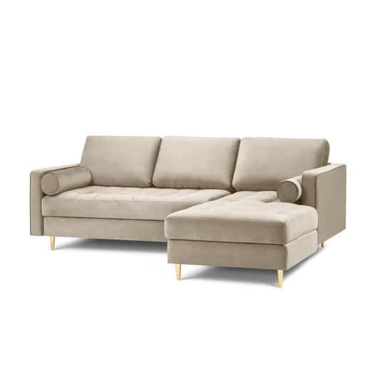 Velvet Right Corner Sofa, "Aspen", 4 Seats, 236x170x90 Made in Europe