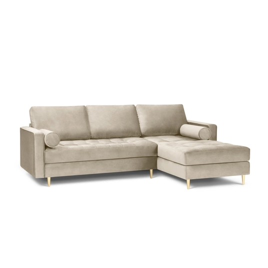 Velvet Right Corner Sofa, "Aspen", 4 Seats, 236x170x90 Made in Europe