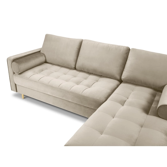 Velvet Right Corner Sofa, "Aspen", 4 Seats, 236x170x90 Made in Europe