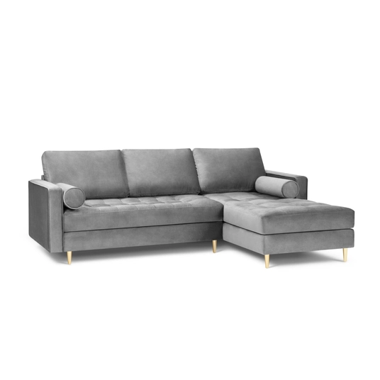 Velvet Right Corner Sofa, "Aspen", 4 Seats, 236x170x90 Made in Europe