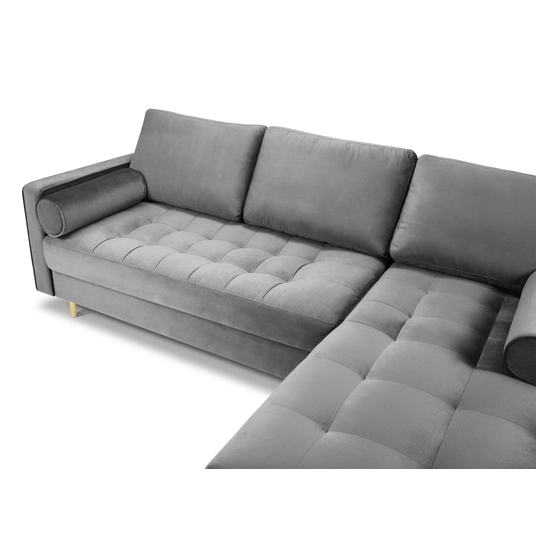 Velvet Right Corner Sofa, "Aspen", 4 Seats, 236x170x90 Made in Europe