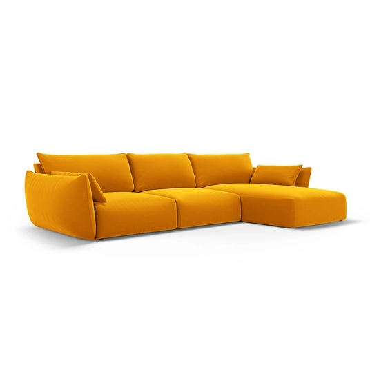 Velvet Right Corner Sofa, "Matera", 4 Seats, 308x171x85 Made in Europe