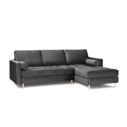 Velvet Right Corner Sofa, "Aspen", 4 Seats, 236x170x90 Made in Europe