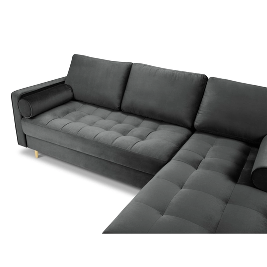 Velvet Right Corner Sofa, "Aspen", 4 Seats, 236x170x90 Made in Europe