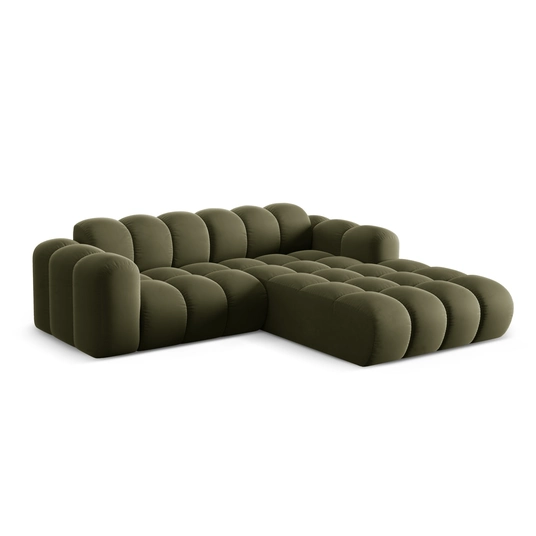 Velvet Right Corner Sofa, "Treno", 3 Seats, 240x184x70 Made in Europe