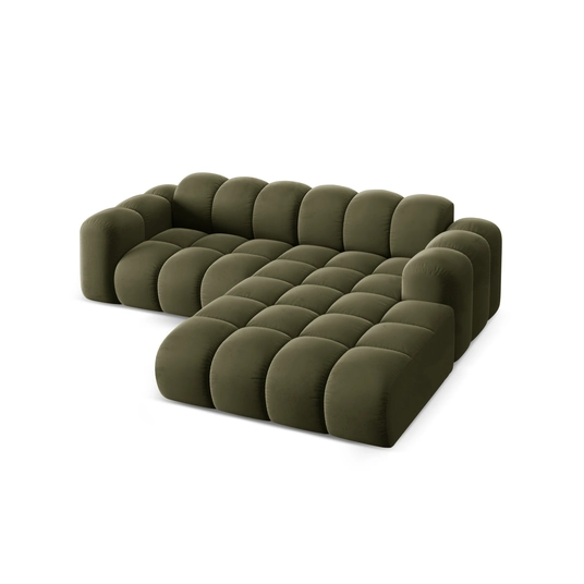 Velvet Right Corner Sofa, "Treno", 3 Seats, 240x184x70 Made in Europe