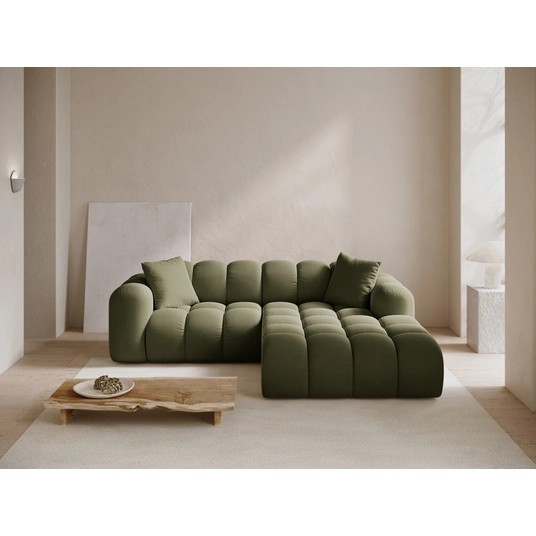 Velvet Right Corner Sofa, "Treno", 3 Seats, 240x184x70 Made in Europe