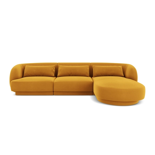 Velvet Right Corner Sofa, "Tulum", 4 Seats, 255x156x70 Made in Europe