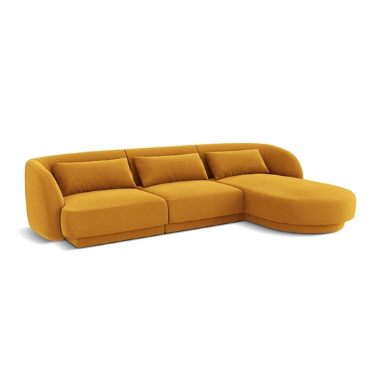 Velvet Right Corner Sofa, "Tulum", 4 Seats, 255x156x70 Made in Europe