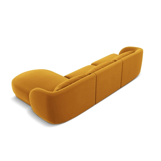 Velvet Right Corner Sofa, "Tulum", 4 Seats, 255x156x70 Made in Europe