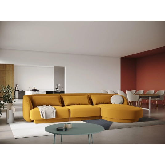 Velvet Right Corner Sofa, "Tulum", 4 Seats, 255x156x70 Made in Europe