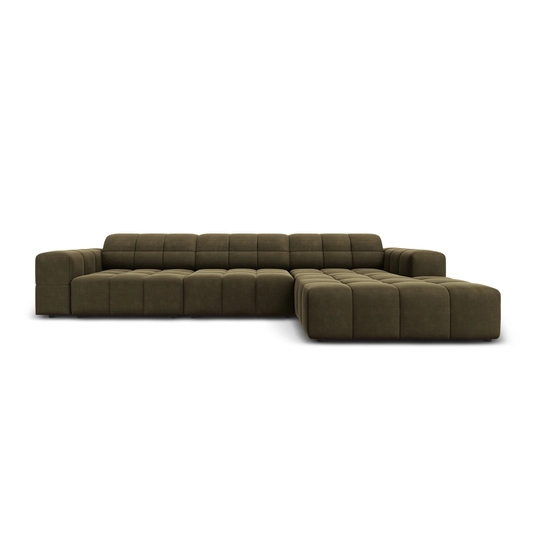Velvet Right Corner Sofa, "Chicago", 4 Seats, 284x166x70 Made in Europe