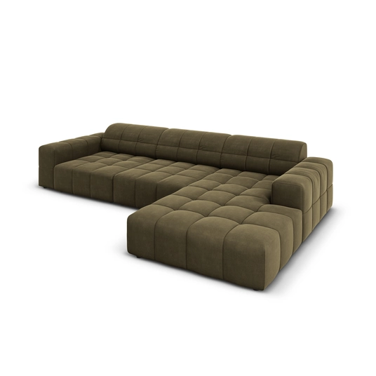 Velvet Right Corner Sofa, "Chicago", 4 Seats, 284x166x70 Made in Europe