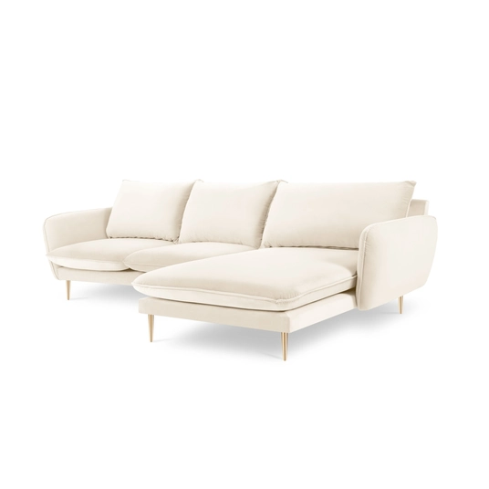 Velvet Right Corner Sofa, "Vienna", 5 Seats, 255x170x95 Made in Europe