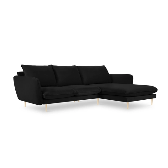 Velvet Right Corner Sofa, "Vienna", 5 Seats, 255x170x95 Made in Europe