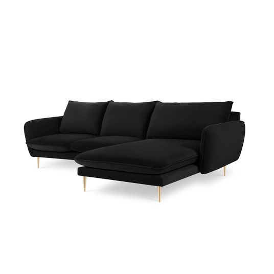 Velvet Right Corner Sofa, "Vienna", 5 Seats, 255x170x95 Made in Europe