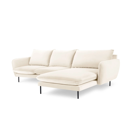 Velvet Right Corner Sofa, "Vienna", 5 Seats, 255x170x95 Made in Europe