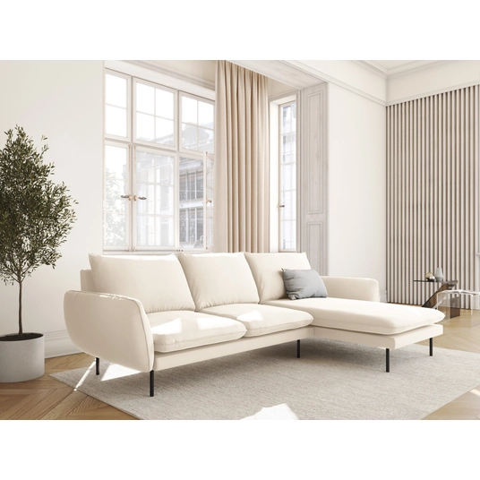 Velvet Right Corner Sofa, "Vienna", 5 Seats, 255x170x95 Made in Europe