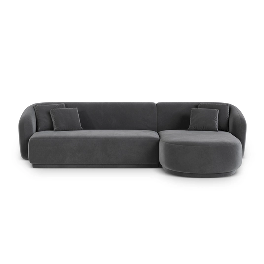 Velvet Right Corner Sofa, "Gomera", 4 Seats, 260x155x74 Made in Europe