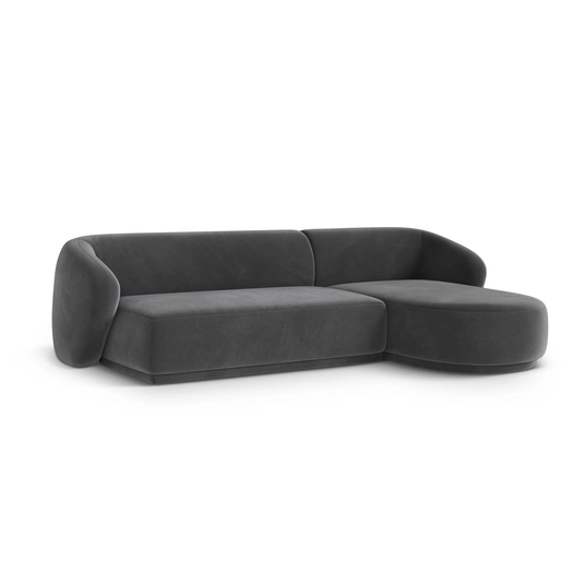 Velvet Right Corner Sofa, "Gomera", 4 Seats, 260x155x74 Made in Europe