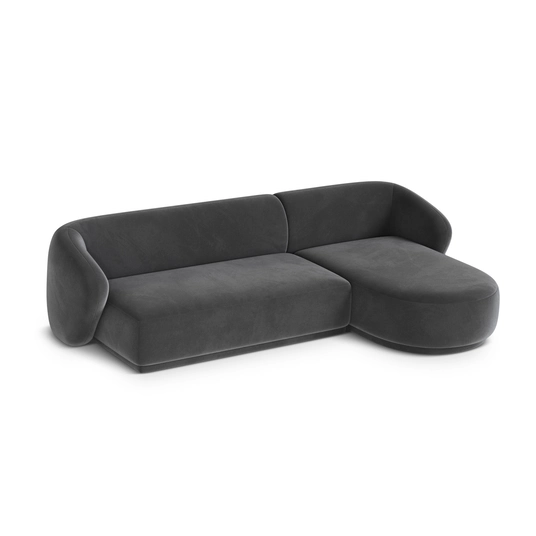 Velvet Right Corner Sofa, "Gomera", 4 Seats, 260x155x74 Made in Europe