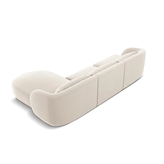 Velvet Right Corner Sofa, "Tulum", 4 Seats, 255x156x70 Made in Europe