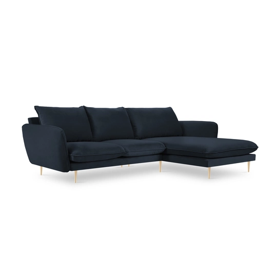 Velvet Right Corner Sofa, "Vienna", 5 Seats, 255x170x95 Made in Europe