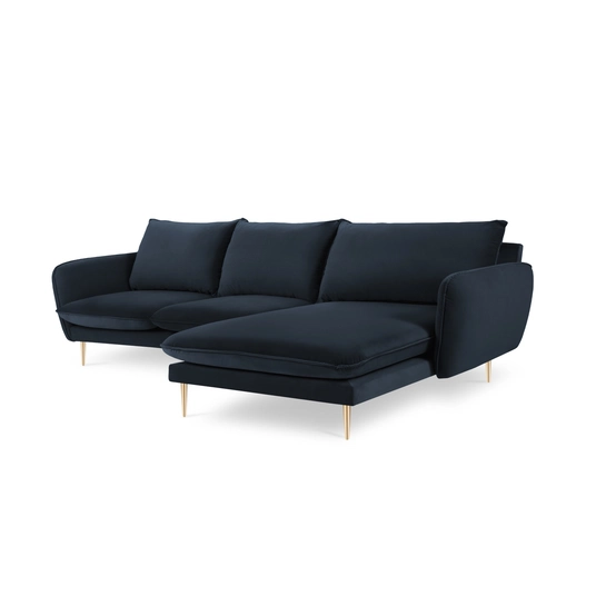 Velvet Right Corner Sofa, "Vienna", 5 Seats, 255x170x95 Made in Europe