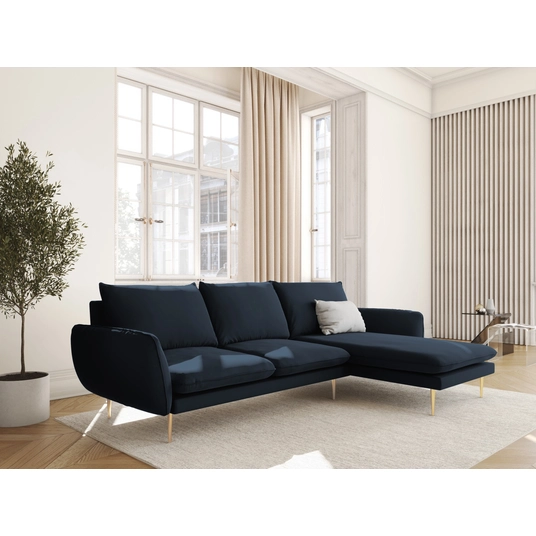 Velvet Right Corner Sofa, "Vienna", 5 Seats, 255x170x95 Made in Europe