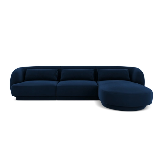 Velvet Right Corner Sofa, "Tulum", 4 Seats, 255x156x70 Made in Europe