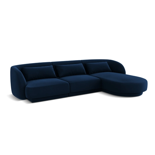 Velvet Right Corner Sofa, "Tulum", 4 Seats, 255x156x70 Made in Europe
