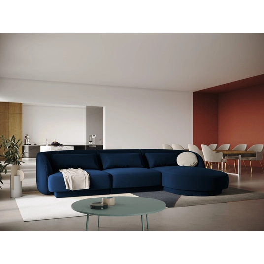 Velvet Right Corner Sofa, "Tulum", 4 Seats, 255x156x70 Made in Europe