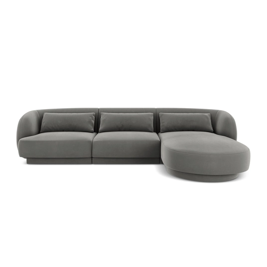Velvet Right Corner Sofa, "Tulum", 4 Seats, 255x156x70 Made in Europe