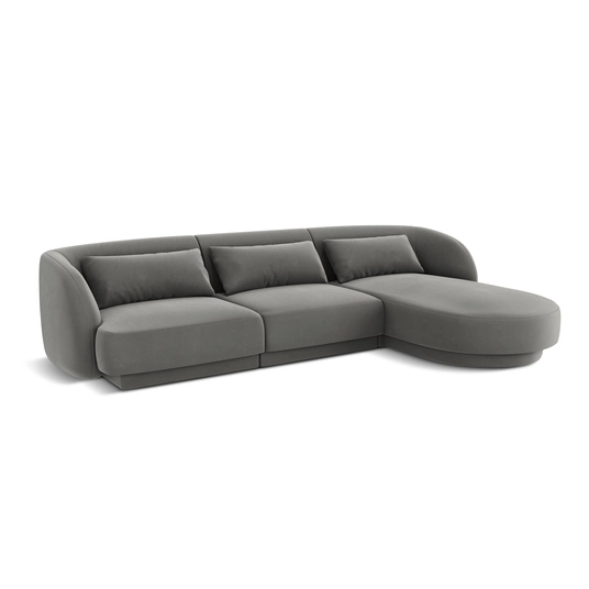 Velvet Right Corner Sofa, "Tulum", 4 Seats, 255x156x70 Made in Europe