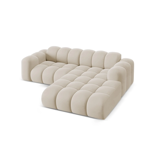 Velvet Right Corner Sofa, "Treno", 3 Seats, 240x184x70 Made in Europe